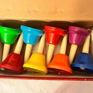 Vintage KidsPlay Children's 8 Note Handbell Set RB 108 Set of 8